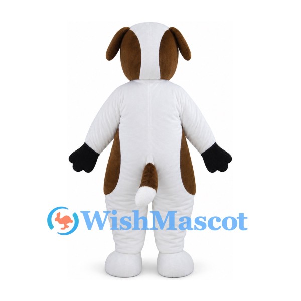 Dog Mascot Costume in White with Brown Patches and Floppy Ears