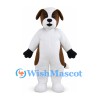 Dog Mascot Costume in White with Brown Patches and Floppy Ears