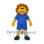 Lion Mascot Costume in Yellow with Orange Mane and Blue Sports Uniform