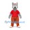 Wolf Mascot Costume in Gray with Red Shirt and Orange Patterned Trousers