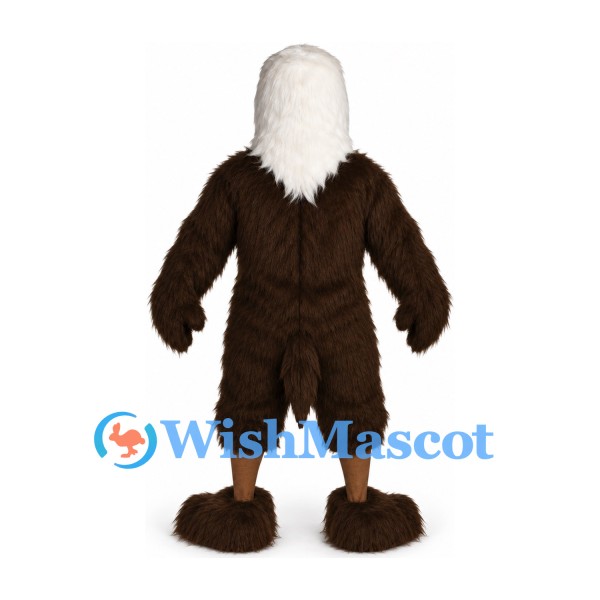 Eagle Mascot Costume in Dark Brown with White Head and Orange Beak