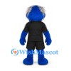 Monster Mascot Costume in Blue with Gray Hair and Black Sports Uniform