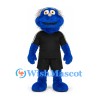 Monster Mascot Costume in Blue with Gray Hair and Black Sports Uniform