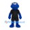 Monster Mascot Costume in Blue with Gray Hair and Black Sports Uniform
