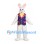 Rabbit Mascot Costume in White with Purple Vest and Floral Bow Tie