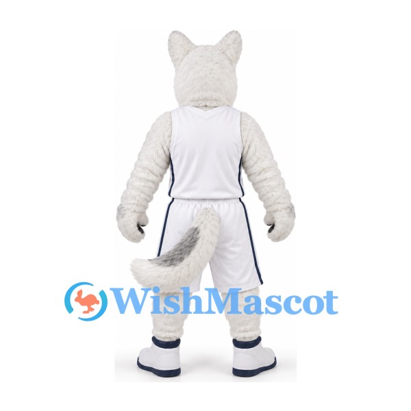 Wolf Mascot Costume in White with White Sports Uniform