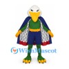 Eagle Superhero Mascot Costume in Green with Navy Cape and White Head