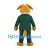 Dog Mascot Costume in Tan with Green Business Suit and Red Tie