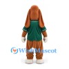 Basset Hound Mascot Costume in Brown and White with Green Shirt
