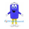 Drink Can Mascot Costume in Blue with Silver Top and Yellow Legs
