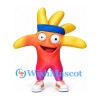 Hand Character Mascot Costume in Orange and Pink with Blue Headband