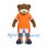 Bear Mascot Costume in Brown with Orange Sports Shirt and White Shorts