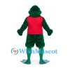 Frog Mascot Costume in Dark Green with Red Sleeveless Shirt
