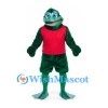 Frog Mascot Costume in Dark Green with Red Sleeveless Shirt