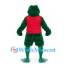 Frog Mascot Costume in Dark Green with Red Sports Jersey