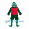 Frog Mascot Costume in Dark Green with Red Sports Jersey
