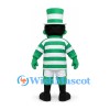 Leprechaun Mascot Costume in Green with Striped Top Hat and Sports Shirt