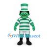 Leprechaun Mascot Costume in Green with Striped Top Hat and Sports Shirt