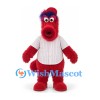 Monster Mascot Costume in Red with White Pinstriped Baseball Shirt