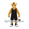Giraffe Mascot Costume in Tan with Black Basketball Uniform