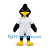 Bird Mascot Costume in Black with White Sports Uniform and Yellow Beak