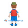 Boy Mascot Costume in Striped Shirt Red Vest and Blue Shorts
