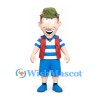 Boy Mascot Costume in Striped Shirt Red Vest and Blue Shorts