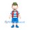 Boy Mascot Costume in Striped Shirt Red Vest and Blue Shorts