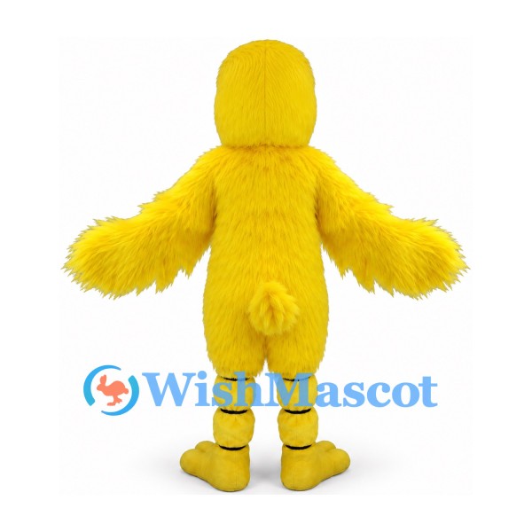 Chick Mascot Costume in Yellow with Small Wings and Striped Legs
