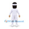 Man Mascot Costume in White Sports Uniform with White Headband