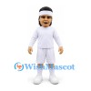 Man Mascot Costume in White Sports Uniform with White Headband