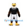 Eagle Mascot Costume in Brown and White with Black Football Jersey
