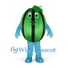 Watermelon Mascot Costume in Green with Black Stripes and Blue Legs
