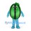 Watermelon Mascot Costume in Green with Black Stripes and Blue Legs