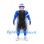 Superhero Mascot Costume in Blue and Black Sports Uniform with White Cape