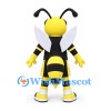 Bee Mascot Costume in Black Sports Uniform with White Wings