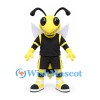 Bee Mascot Costume in Black Sports Uniform with White Wings
