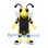 Bee Mascot Costume in Black Sports Uniform with White Wings