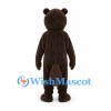 Bear Mascot Costume in Dark Brown with Orange Belly and Long Arms