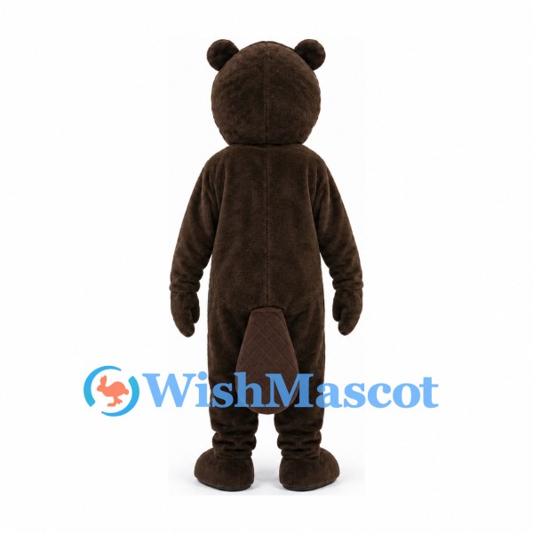 Bear Mascot Costume in Dark Brown with Orange Belly and Long Arms
