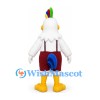 Rooster Mascot Costume in White with Burgundy Shorts and Suspenders