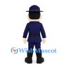 Police Officer Mascot Costume in Navy Uniform with Wide Brim Hat