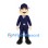 Police Officer Mascot Costume in Navy Uniform with Wide Brim Hat