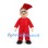 Man Mascot Costume in Red Jumpsuit with Glasses and Tall Red Cap