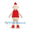 Sheep Mascot Costume in Cream with Red Vest Santa Hat and Striped Scarf