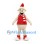 Sheep Mascot Costume in Cream with Red Vest Santa Hat and Striped Scarf