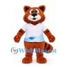 Red Panda Mascot Costume in Rust Brown with White Shirt and Blue Wave Detail