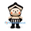 Ninja Character Mascot Costume in Black Hood and Striped Trousers