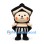 Ninja Character Mascot Costume in Black Hood and Striped Trousers