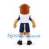 Lion Mascot Costume in Tan with White Sports Shirt and Navy Shorts